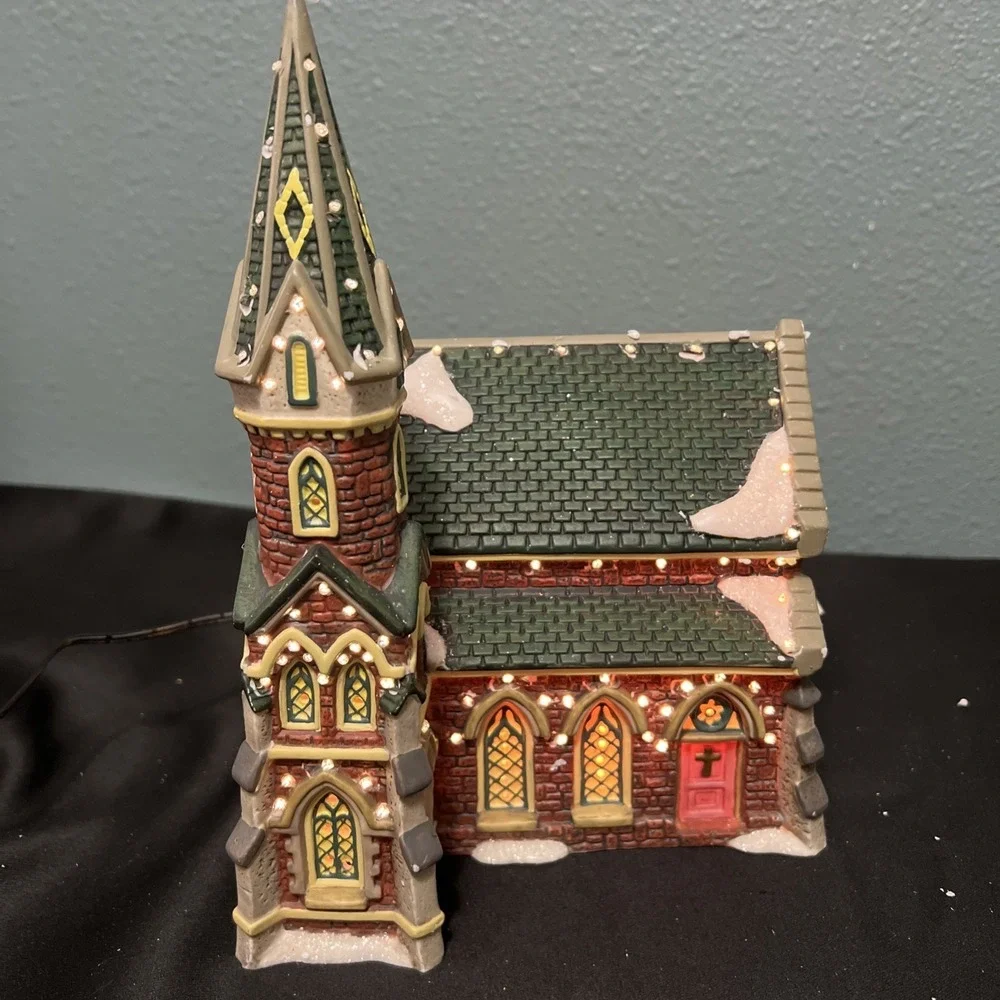 Vintage Dickens Collectables Fiber Optic Christmas Victorian Series Church W Box